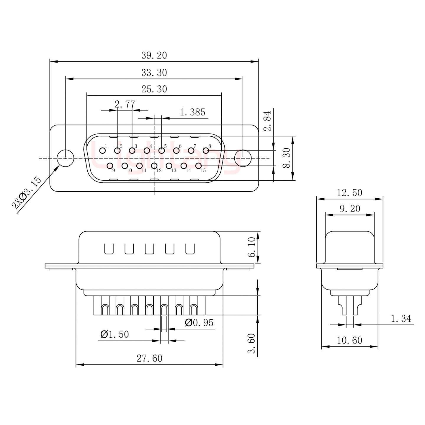 DB15公頭焊線(xiàn)+防水直式接頭 線(xiàn)徑5~11mm