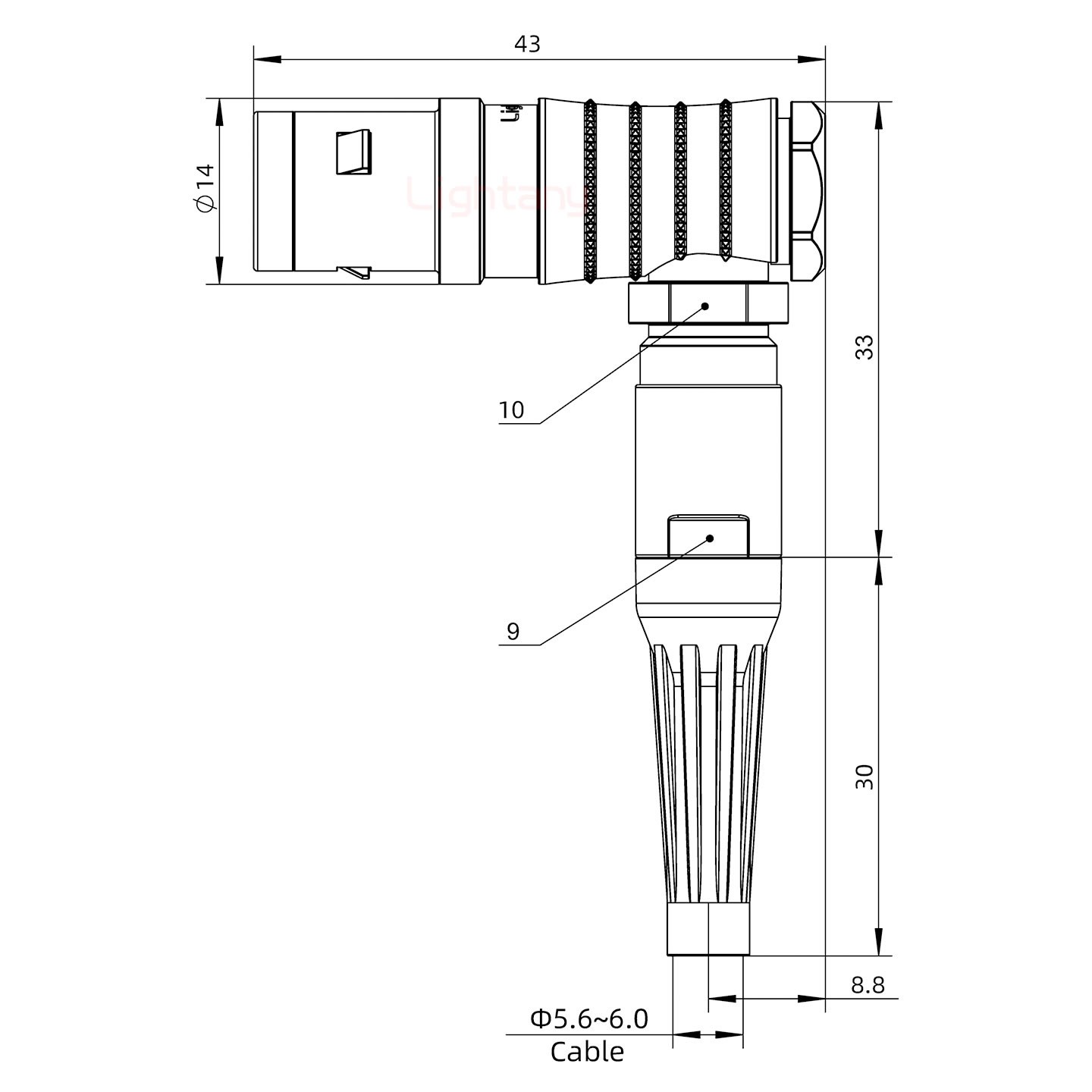 FHG.1K.002.CLAC60Z推拉自鎖帶護(hù)套彎式插頭