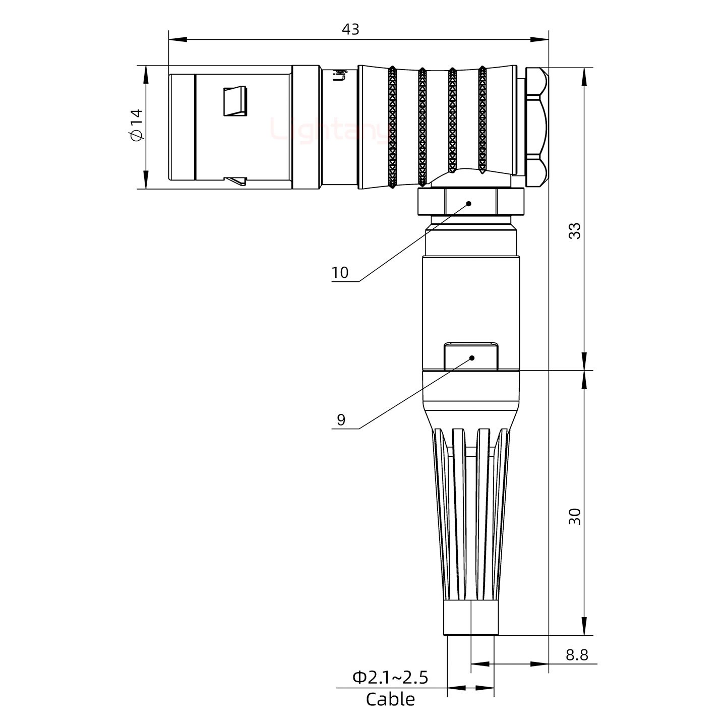 FHG.1K.003.CLAC25Z推拉自鎖帶護(hù)套彎式插頭