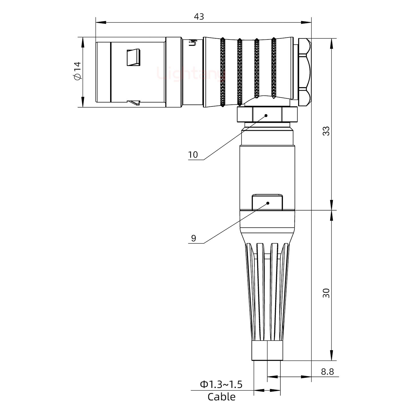 FHG.1K.004.CLAC15Z推拉自鎖帶護(hù)套彎式插頭