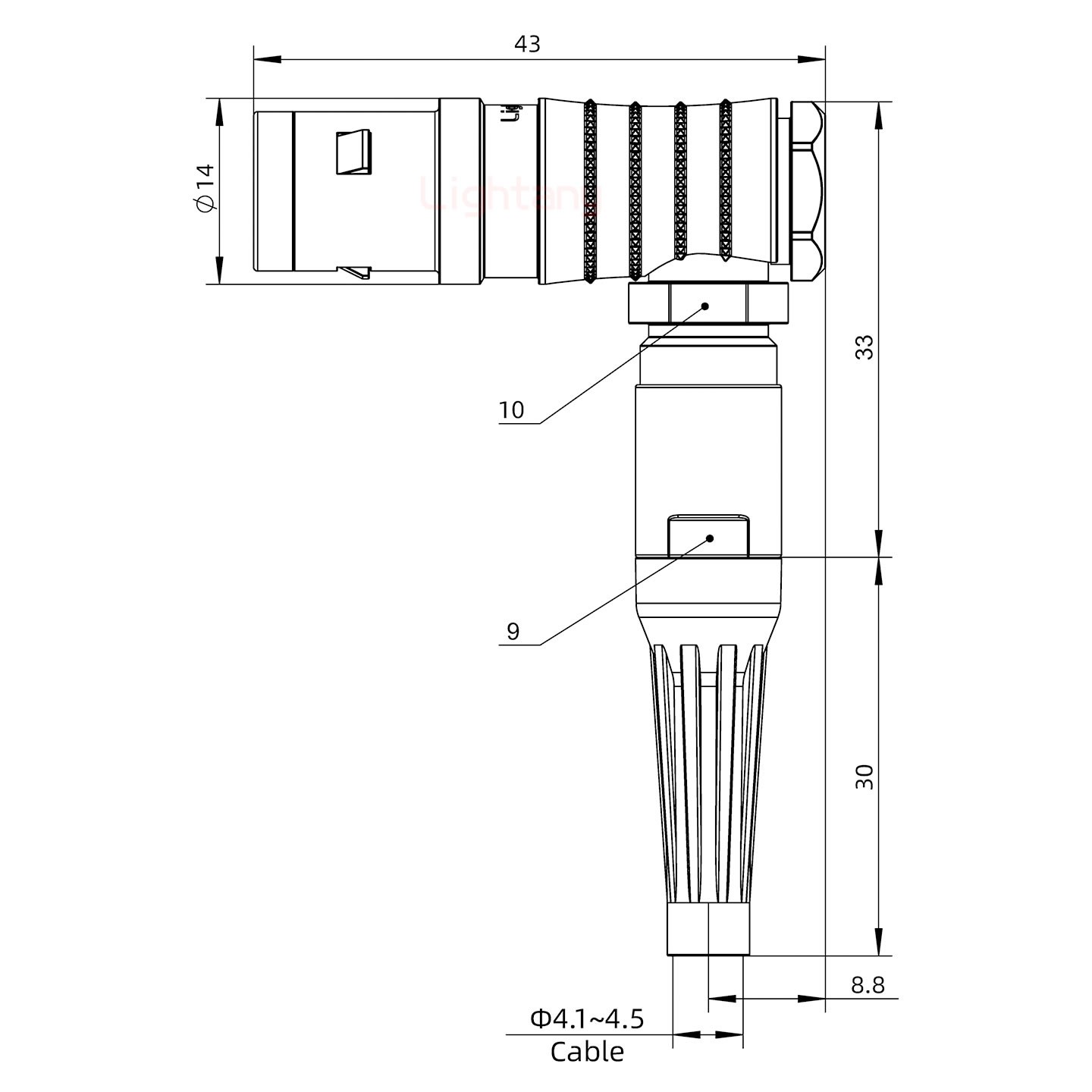 FHG.1K.004.CLAC45Z推拉自鎖帶護(hù)套彎式插頭