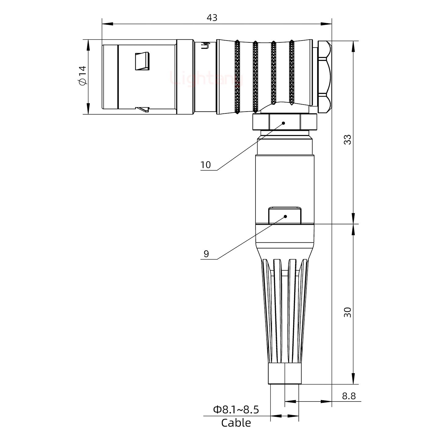 FHG.1K.010.CLAK85Z推拉自鎖帶護(hù)套彎式插頭