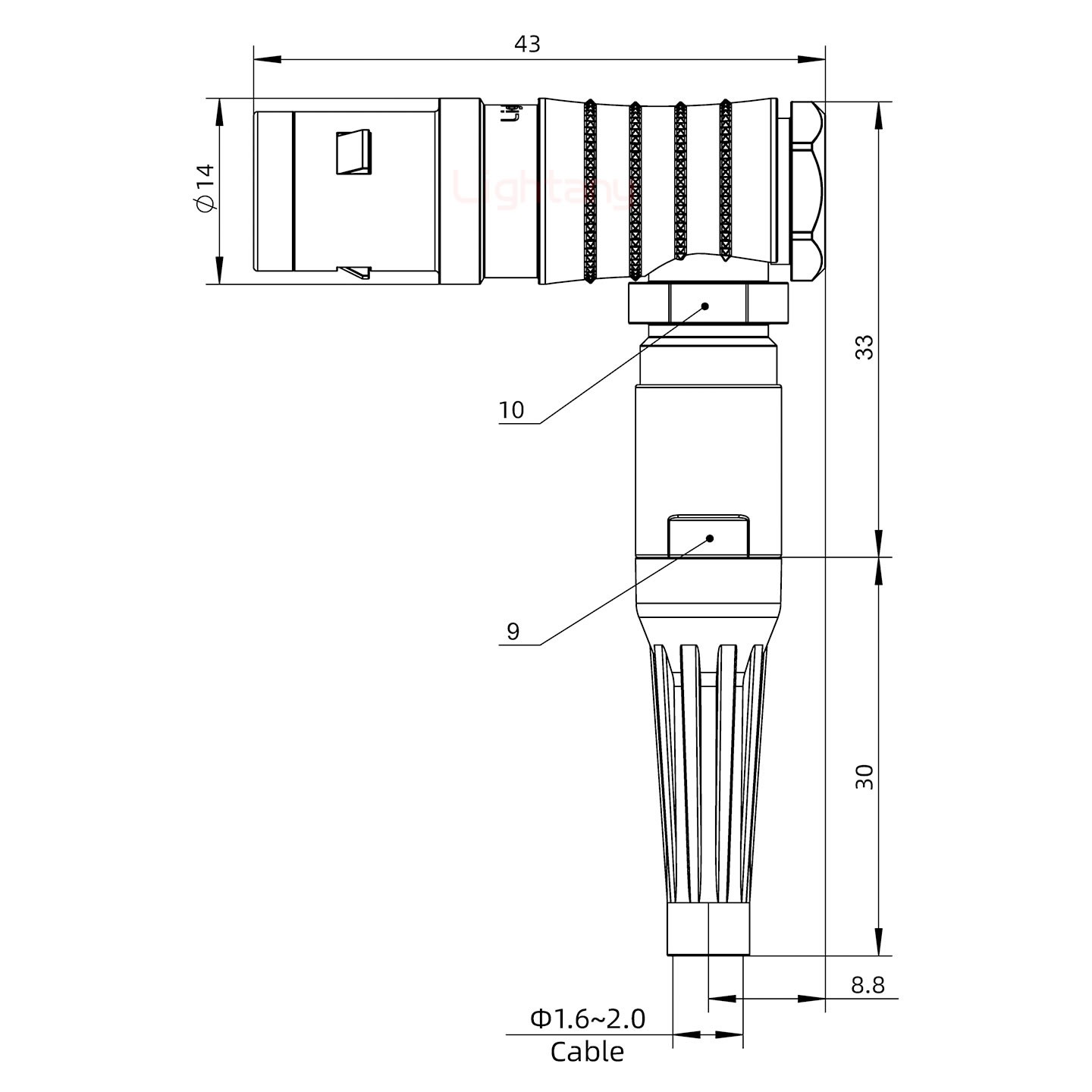 FHG.1K.016.CLAC20Z推拉自鎖帶護(hù)套彎式插頭